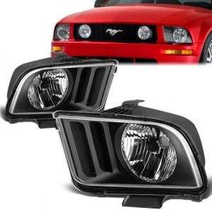 05-09 Ford Mustang GT Headlights - Black Housing - Exclude Shelby GT500