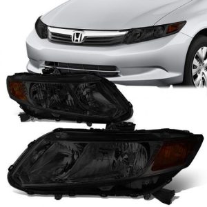 12-15 Honda Civic Headlights - Smoked Housing Amber Corner
