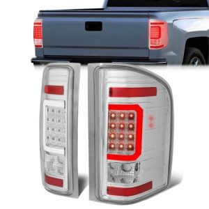 07-14 Chevy Silverado 1500 2500HD 3500HD LED C-Bar Tail Lights - Chrome