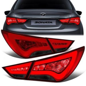 11-14 Hyundai Sonata LED Bar Rear Brake Tail Lights - Inner+Outer Lamps - Red/Smoked