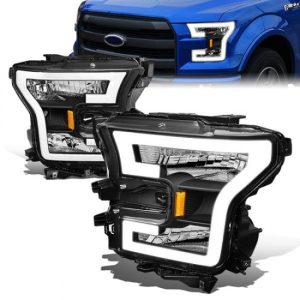 15-17 Ford F150 LED DRL Headlights - Black Housing