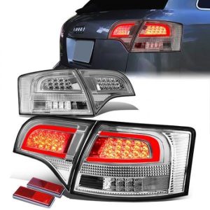 05-08 Audi A4 S4 Wagon Tron Style LED Bar Rear Brake Tail Lights - Chrome Housing