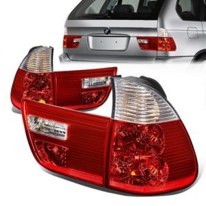 00-06 BMW X5 Rear Brake Tail Lights - Inner+Outer Lamps - Red/Clear Lens