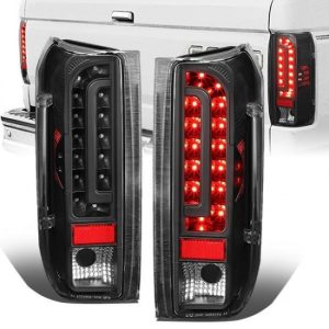 90-97 Ford F150 F250 F350 Bronco LED Rear Brake Tail Lights - Black Housing