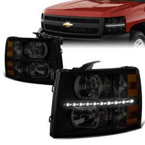 07/14 Chevy Silverado 1500 2500 3500 HD LED DRL Headlights Tinted Housing Amber Corner