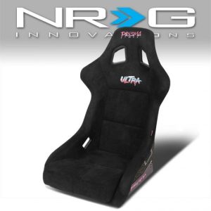 NRG Innovations - Large Size Black Alcantara Bucket Racing Seats - FRP-302BK-ULTRA