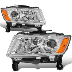14-16 Jeep Grand Cherokee Pre-Facelift Projector Headlights - Chrome Housing Amber Corner