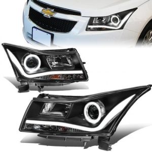 11-15 Chevy Cruze LED DRL+Halo Ring Projector Headlight - Black Housing