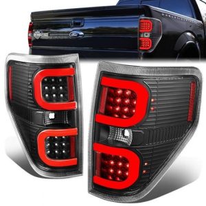 09-14 Ford F150 Dual Red C-Bar LED Rear Brake Tail Lights - Black Housing