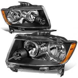 11-13 Jeep Grand Cherokee Headlights - Black Housing Amber Corner