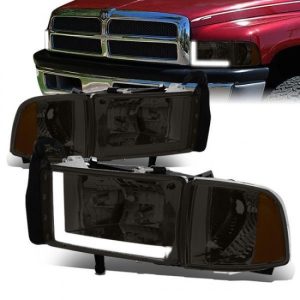 94-02 Dodge Ram 1500 2500 3500 LED DRL Headlights - Smoked Housing Amber Corner