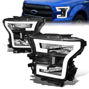 15-17 Ford F150 LED DRL Headlights - Black Housing