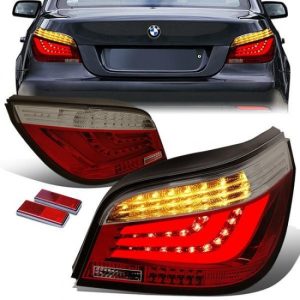 08-10 BMW E60 525i 528i 530i 535i 550i M5 Sedan LED Bar Rear Brake Tail Lights - Red/Smoked