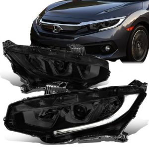 16-18 Honda Civic LED DRL Projector Headlights - Smoked Housing Clear Corner