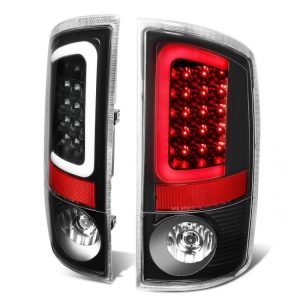 02-06 Dodge Ram 1500 2500 3500 LED C-Bar Rear Brake Tail Lights - Black