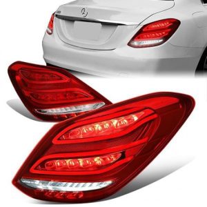15-18 Mercedes-Benz W205 C200 C250 C300 C63 AMG Sedan LED Rear Brake Tail Lights - Red/Clear