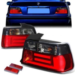92-98 BMW E36 318i 320i 323i 325i 328i M3 Sedan LED Bar Rear Brake Tail Lights - Red/Smoked
