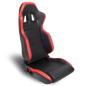 Left / Driver Side Reclinable PVC Leather Racing Seat - Black/Red