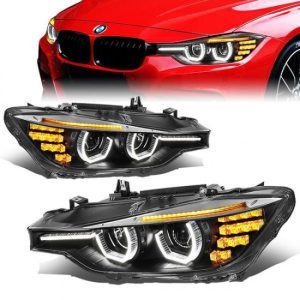 12-16 BMW F30 320i 325i 328d 328i 330e 335i 340i LED U-Halo Projector Headlight - Black