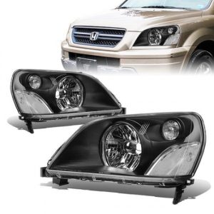 03-05 Honda Pilot Headlights - Black Housing Clear Corner