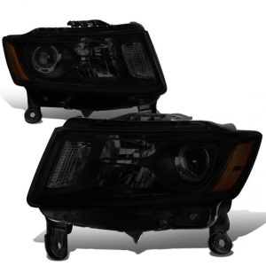 14-16 Jeep Grand Cherokee Pre-Facelift Projector Headlights - Tinted Housing Amber Corner