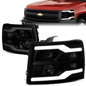 07-14 Chevy Silverado 1500 2500 3500 HD Dual LED DRL Projector Headlights