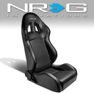 NRG Innovations - Passenger Side PVC Leather Racing Seat w/Universal Slider - RS-204-PVC-BK-R