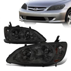 04-05 Honda Civic Sedan/Coupe Headlights - Smoked Housing Amber Corner