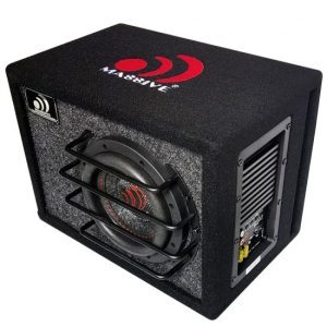 BAS6 - 6.5" 250 Watts RMS Powered Subwoofer in Ported Enclosure, Clip LED, Bass Boost, 180o Phase Shift