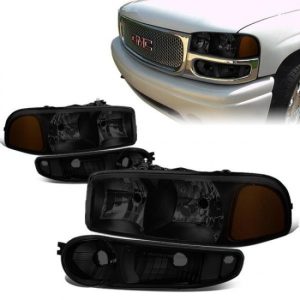 01-07 GMC Sierra Yukon XL 1500 Denali Headlights+Bumper Lamp - Tinted Housing Amber Corner