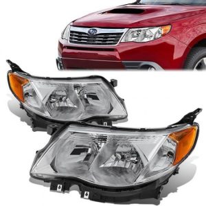 09-13 Subaru Forester Headlights - Chrome Housing Amber Corner