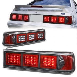 87-93 Ford Mustang LED Rear Brake Tail Lights - Altezza Style - Black Housing