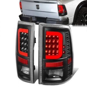 09-17 Dodge Ram 1500 2500 3500 Red C-Bar LED Rear Brake Tail Lights - Black