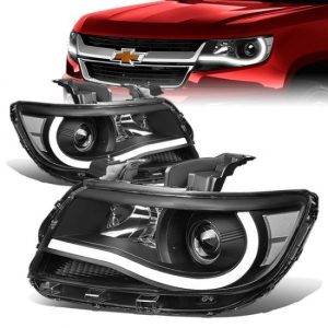 15-17 Chevy Colorado LED DRL Projector Headlights - Black Housing Clear Corner