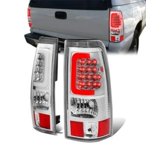 03-07 Chevy Silverado GMC Sierra 1500 2500 3500 HD LED C-Bar Tail Lights - Chrome