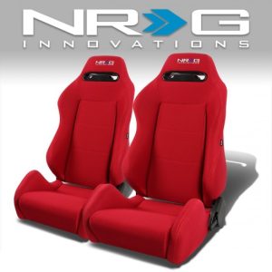 NRG Innovations - Pair Type-R Woven Upholstery Cloth Racing Seat w/Slider - RS-TR-LG-RD