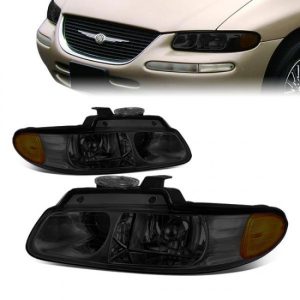 96-99 Dodge Grand Caravan Chrysler Town & Country Voyager Headlights - Smoked Housing Amber Corner