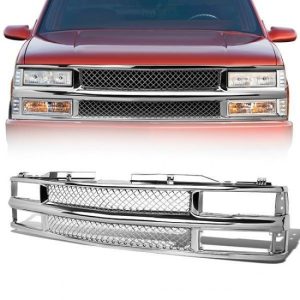 94-00 Chevy Suburban C/K 1500 2500 3500 Front Grille - Diamond Mesh - Chrome