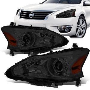 13-15 Nissan Altima Sedan Projector Headlights - Smoked Housing Amber Corner