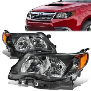 09-13 Subaru Forester Headlights - Black Housing Amber Corner