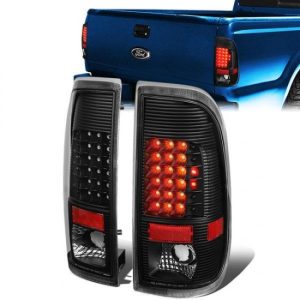 97-07 Ford F250 F350 F450 F550 Super Duty LED Rear Brake Tail Lights - Black