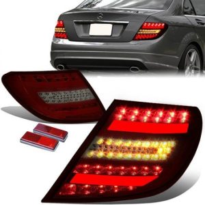 08-11 Mercedes-Benz C300 C350 C63 AMG C230 C250 LED Bar Rear Brake Tail Lights - Red Tint