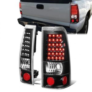 99-03 Chevy Silverado GMC Sierra 1500 2500 3500 LED Tail Lights - Black