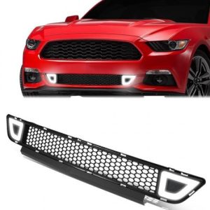 15-17 Ford Mustang Base/Ecoboost/GT LED DRL Front Lower Bumper Grille - Honeycomb Mesh