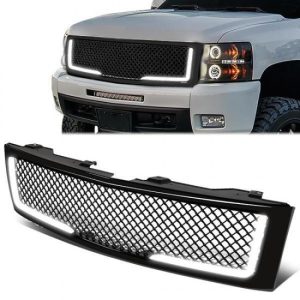 07-13 Chevy Silverado 1500 LED DRL Front Grille - Diamond Mesh