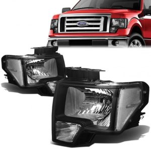 09-14 Ford F150 Headlights - Black Housing Clear Corner