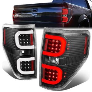 09-14 Ford F150 Dual LED C-Bar Rear Brake Tail Lights - Black Housing