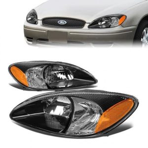 00-07 Ford Taurus Headlights - Black Housing Amber Corner