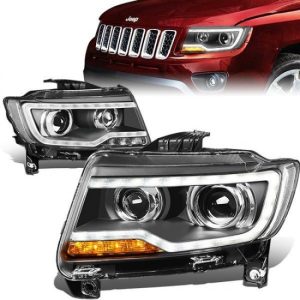11-17 Jeep Compass MK LED DRL+Turn Signal Projector Headlights - Black Housing