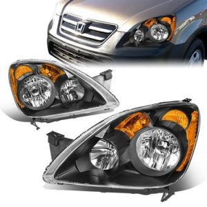 05-06 Honda CR-V CRV Headlights - Black Housing Amber Corner